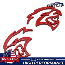 2x Zinc Alloy Hellcat Fender Side Emblems Badge 3D Decal For SRT Hellcat All Red picture