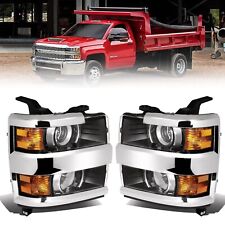 Chrome Headlights For 2015-2019 Chevy Silverado 2500HD 3500 HD Projector Lamps picture