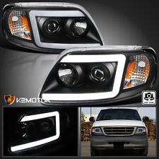 Black Fits 1997-2002 Ford F150 Expedition Projector Headlights Lamps LED Tube picture