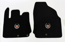 NEW BLACK Floor Mats 2010-2016 Cadillac SRX Official Crest Logo in Silver Pair picture