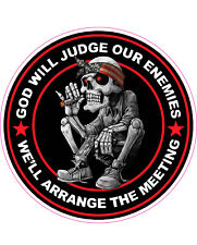 God Will Judge Our Enemies Skeleton American Flag Bandana Decal 10