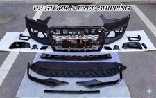 RS4 Style Front Bumper Cover Honeycomb Grille for 2017-2019 Audi A4 S4 B9 Black picture