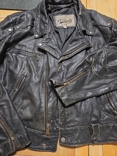 Open Road Black Leather Motorcycle Jacket Size 44 Vintage Nice C2 picture