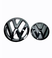VW Volkswagen GOLF 5 OEM Gloss Black Front Grille AND Rear Trunk Emblems 2PC NEW picture