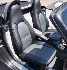 PORSCHE BOXSTER 1997-2004 BLACK/CHARCOAL IGGEE CUSTOM FIT FULL SET SEAT COVERS picture