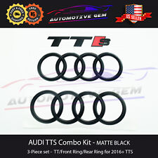 AUDI TTS Hood Trunk Ring Emblem MATTE BLACK S Line quattro Logo Badge Kit 2016+ picture