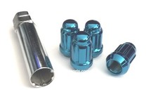 4x 1/2 BLUE SPLINE TUNER LUG NUTS WHEEL LOCKS FIT FORD MUSTANG JEEP 1/2-20 RIMS picture