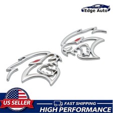 2pcs Metal Chrome Red For Devil Cat Hellcat Fender Side Emblems Badge Decal picture