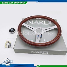 For NARDI Classic 360mm Mahogany Wood Steering Wheel with Silver Chrome Finish picture