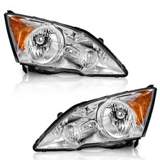 WEELMOTO Pair Headlights For 2007-2011 Honda CRV CR-V Chrome Amber Corner Lamps  picture