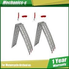 2pcs*7.5 ft Aluminum Arched Motorcycle Truck Lawn Folding Loading Ramps ATV/UTV picture