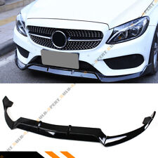 FOR 15-18 MERCEDES BENZ C-CLASS W205 AMG SPORT GLOSS BLACK 3PC FRONT BUMPER LIP  picture