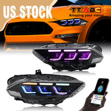 2x LED Headlights RGB For Ford Mustang 2018-2023 Dynamic Animation Tri-Projector picture