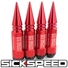 SICKSPEED 4PC RED SPIKED ALUMINUM EXTENDED 108MM 3PC LUG NUTS 12X1.25 N10 picture