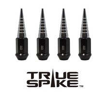 16PC TRUE SPIKE 89MM 12X1.5 STEEL LUG NUTS W/ SILVER EXTENDED SPIRAL SPIKES picture