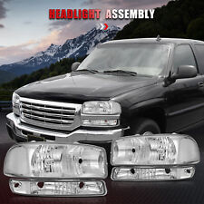 For 1999-2006 GMC Sierra Front Headlights +Bumper Headlamps Chrome Housing Lamps picture