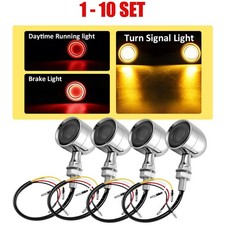 4-40x Motorcycle LED Turn Signal Running Brake Light Amber Red Chrome Indicators picture