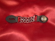  Handcrafted Vest Extender, chain button style, Gold Cross  picture