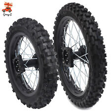 For Dirt Pit Bike 14 inch/12 inch Wheels Front 60/100-14 Rear 80/100-12 Tire Rim picture