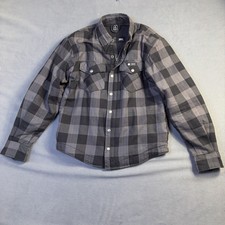 Merlin Axe Moto Jacket Men's Small Black Gray Plaid Shoulder Armour Button Zip picture