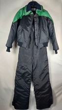 Vintage Lakewood Sportswear Snowmobile Suit Jacket Bib Pants Mens XL Black Green picture