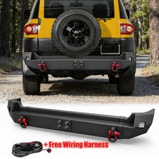 Aaiwa Steel Rear Bumper w/Lights& D-Rings + Wire For 2007-2014 Toyota FJ Cruiser picture