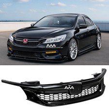 For 16-17 Honda Accord Sedan Glossy Black JDM Sport Style Front Hood Grille picture