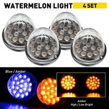 4X Amber Blue Watermelon Light W /Chrome Ring 17 LED Marker Turn Signal Lamp EXC picture