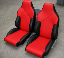 for 1994-1996 CHEVY CORVETTE C4 SPORT S.LEATHER PAIR SEAT COVERS BLACK/RED picture
