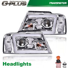 Fit For 2004-08 Ford F-150/Mark LT LED DRL Projector Headlight White Clear Pair picture