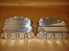Harley 1948-1965 SHOW POLISH IMPERIAL PANHEAD FINNED VALVE COVERS picture