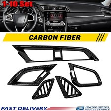 1-10x Carbon Fiber Dashboard Center AC Air Vent Panel For Honda Civic 10th 16-20 picture