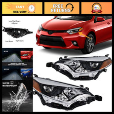 2014-2016 Toyota Corolla Headlight Replacement Kit - Chrome Housing, Amber Refle picture