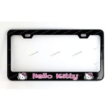 Hello Kitty Black Metal License Plate Frame  +Screw Caps picture