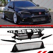 For 22-24 Civic Si & Hatchback VS Gloss Black Front Upper + Type-R Lower Grille picture