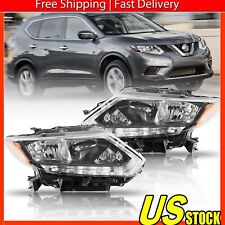 Chrome & Black Housing Pair Headlights Left Right Fit For 2014-2016 Nissan Rogue picture