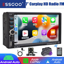 Double 2 DIN Car Stereo Apple Carplay/Android Auto BT FM Radio USB SWC + Cam&MIC picture