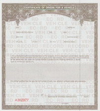 20 BLANK Certificates of Origin MSO MCO For All Motor Vehicles 50 States picture