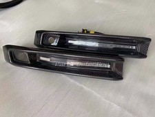 2Pcs Carbon Fiber Front Bumper Cover LED Light Trim For 19-24 Benz G63 AMG W464 picture