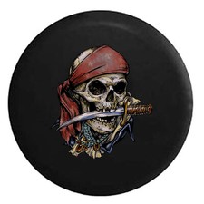 Spare Tire Cover Pirate Skeleton with Sword and Treasure RV Camper for SUV or RV picture