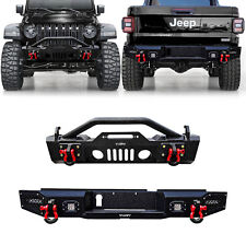 Vijay Fits 2020-2024 Jeep Gladiator JT Steel Front/Rear Bumper W/D-Rings&Lights picture