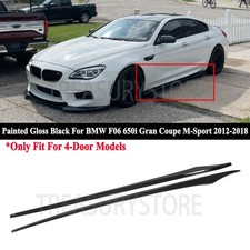 For BMW F06 M-Sport M6 Gran Coupe 2012-2018 Gloss Black Side Skirt Extension Lip picture