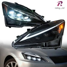 For 06-10 Lexus IS250 IS350 Full LED Triple Projector Headlights Headlamps Black picture
