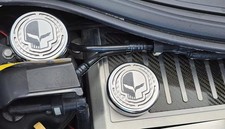 6pc Cap Covers [White Carbon Fiber Skull Logo] fit 14-19 Chevy Stingray Manual picture