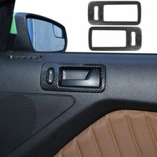 2x Interior Door Handle Frame Trim Cover For Ford Mustang 2004-2014 Carbon Fiber picture
