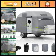 Heavy Duty Waterproof Teardrop Trailer Cover 10'-12' | 9 Layers, Windproof Strap picture