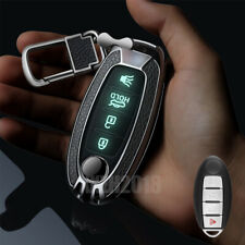 For Nissan For Infiniti Metal+Leather Luminous 4 Buttons Car Key Fob Case Cover picture