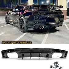 For 16-24 Chevy Camaro Glossy Black Rear Bumper Diffuser Lip Dual / Quad Exhaust picture