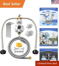 All-Metal 2-Stage RV Propane Regulator with Dual Hoses for Outdoor Durability picture