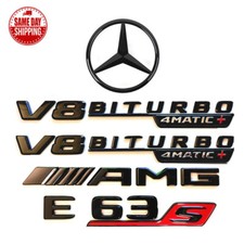 E63S AMG V8 BITURBO 4MATIC+ Rear Star Emblem Gloss Black Badge Set For MB W213 picture